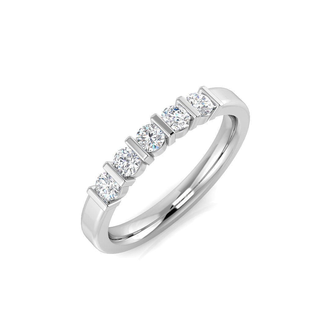 Round Diamond Bar Set Half Eternity Ring in 10K/14K gold and platinum with certified lab-grown or natural diamonds