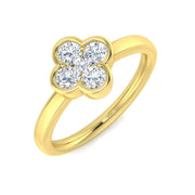 Clover Diamond Cluster Ring 0.5ct Flower Design UK Made in 10K/14K gold and platinum with certified lab-grown or natural diamonds