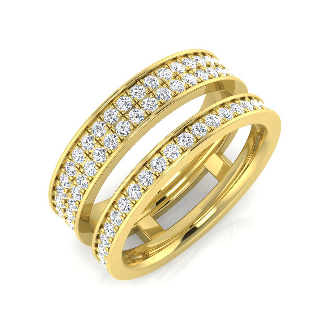 Stunning 0.75Ct Triple Band Diamond Ring in 10K/14K gold and platinum with certified lab-grown or natural diamonds