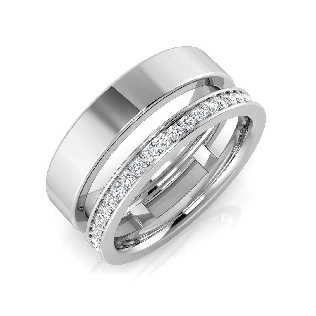 Elegant 0.25Ct Double Band Diamond Ring in 10K/14K gold and platinum with certified lab-grown or natural diamonds