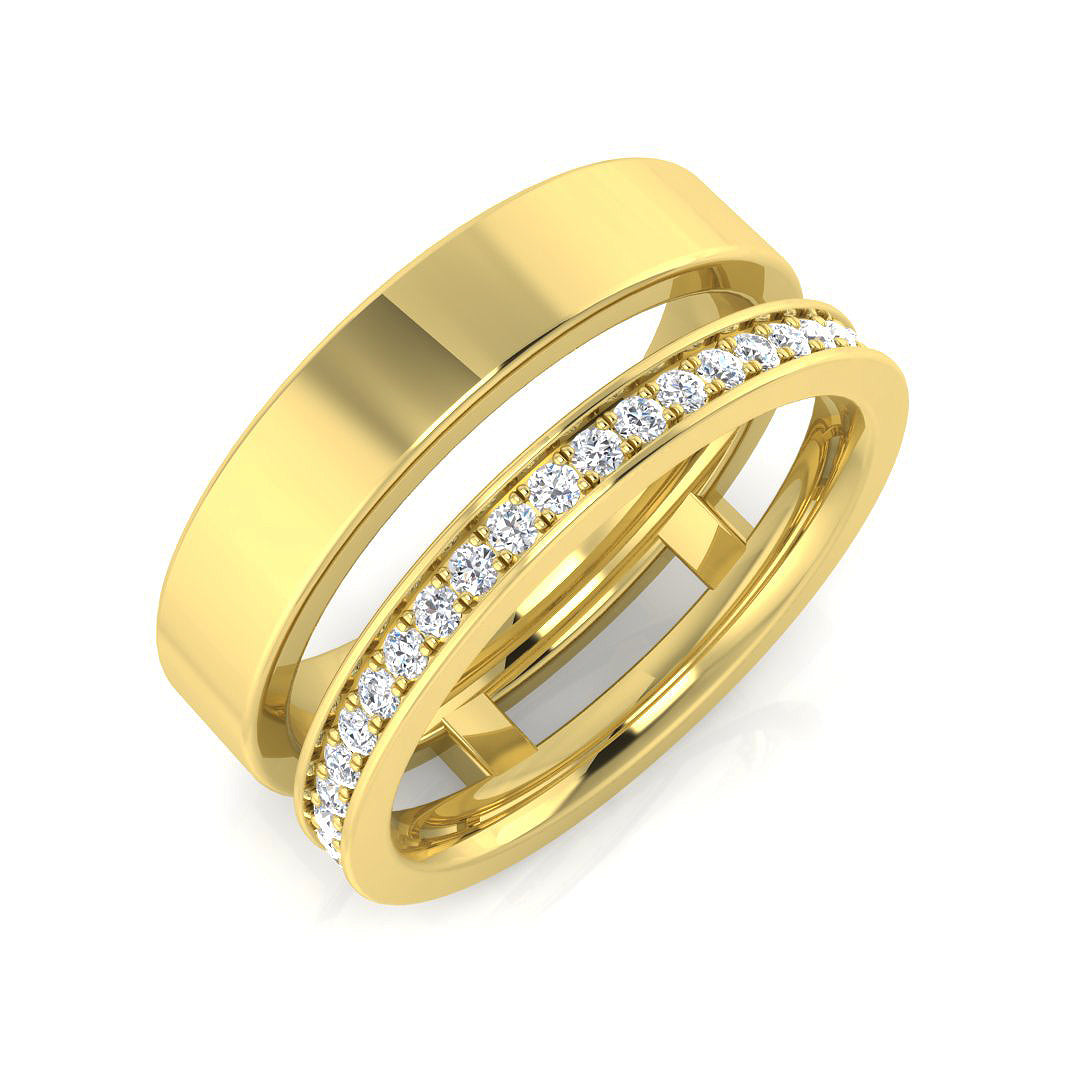 Elegant 0.25Ct Double Band Diamond Ring in 10K/14K gold and platinum with certified lab-grown or natural diamonds