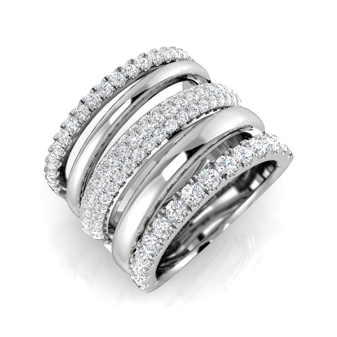 Luxury Multi-Band Diamond Statement Ring for Women in 10K/14K gold and platinum with certified lab-grown or natural diamonds