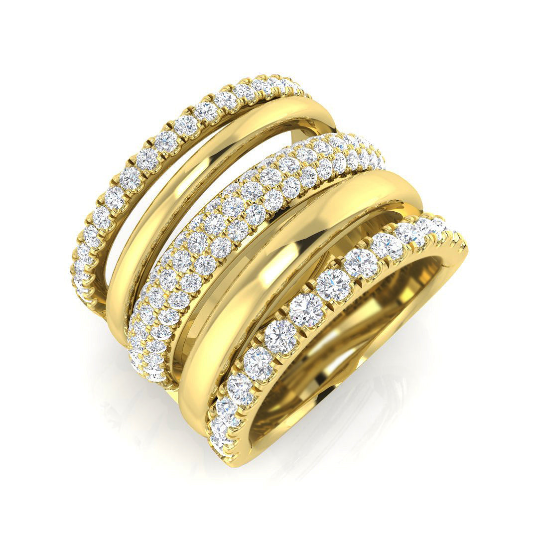 Luxury Multi-Band Diamond Statement Ring for Women in 10K/14K gold and platinum with certified lab-grown or natural diamonds