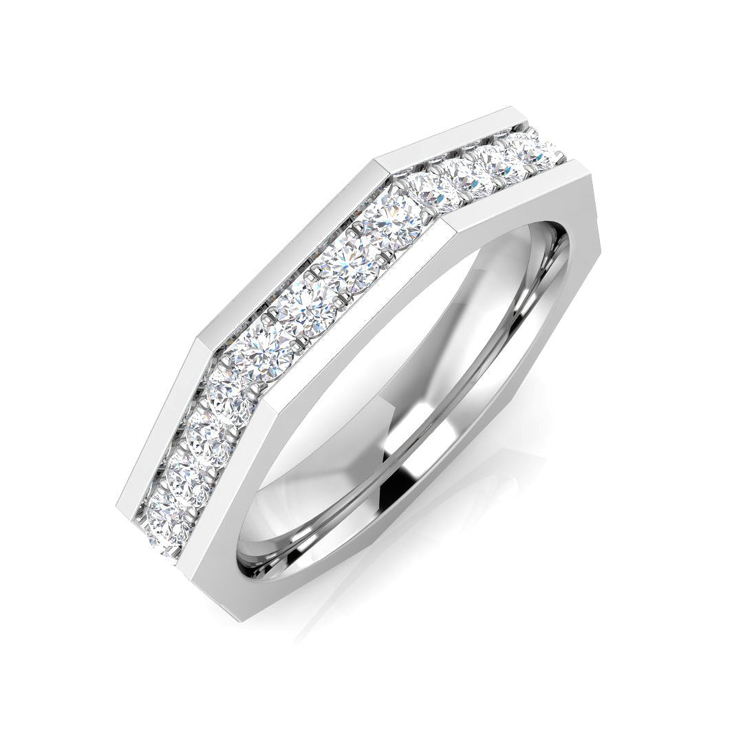 0.50Ct Round Diamond Half Eternity Ring in 10K/14K gold and platinum with certified lab-grown or natural diamonds