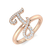 0.15ct Diamond Letter J Ring in 10K/14K gold and platinum with certified lab-grown or natural diamonds