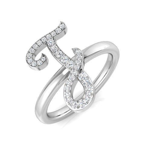 0.15ct Diamond Letter J Ring in 10K/14K gold and platinum with certified lab-grown or natural diamonds