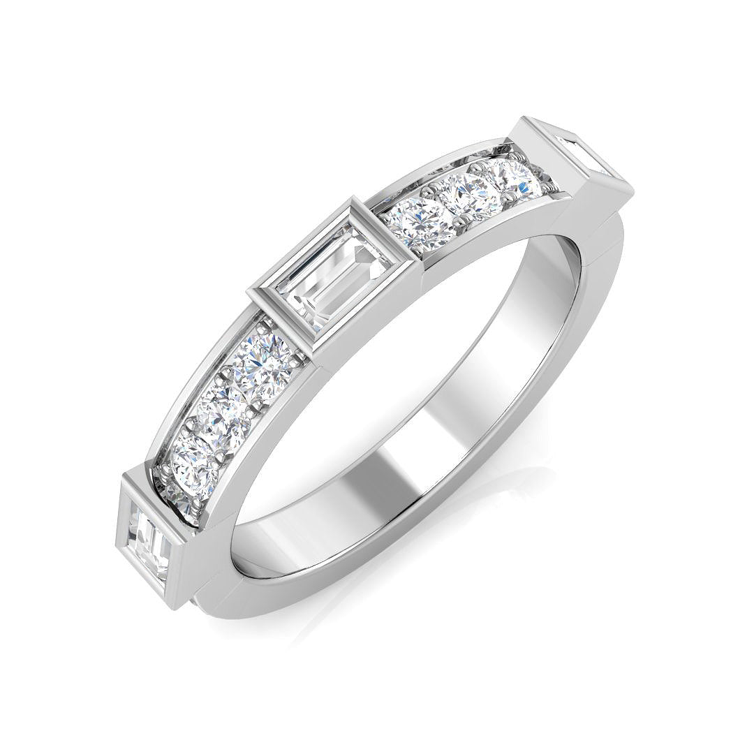 0.50Ct Round Diamond Half Eternity Ring For Her in 10K/14K gold and platinum with certified lab-grown or natural diamonds