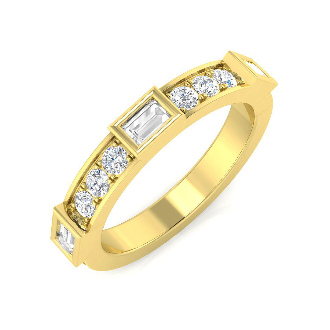 0.50Ct Round Diamond Half Eternity Ring For Her in 10K/14K gold and platinum with certified lab-grown or natural diamonds