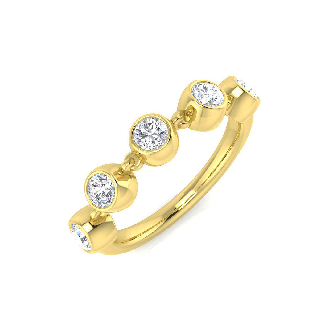 Diamond kheffiesb 5 Stone Ring in 10K/14K gold and platinum with certified lab-grown or natural diamonds
