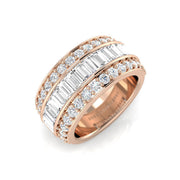 Baguette and Round Cut Triple Row Eternity Diamond Band in 10K/14K gold and platinum with certified lab-grown or natural diamonds