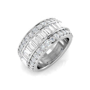 Baguette and Round Cut Triple Row Eternity Diamond Band in 10K/14K gold and platinum with certified lab-grown or natural diamonds