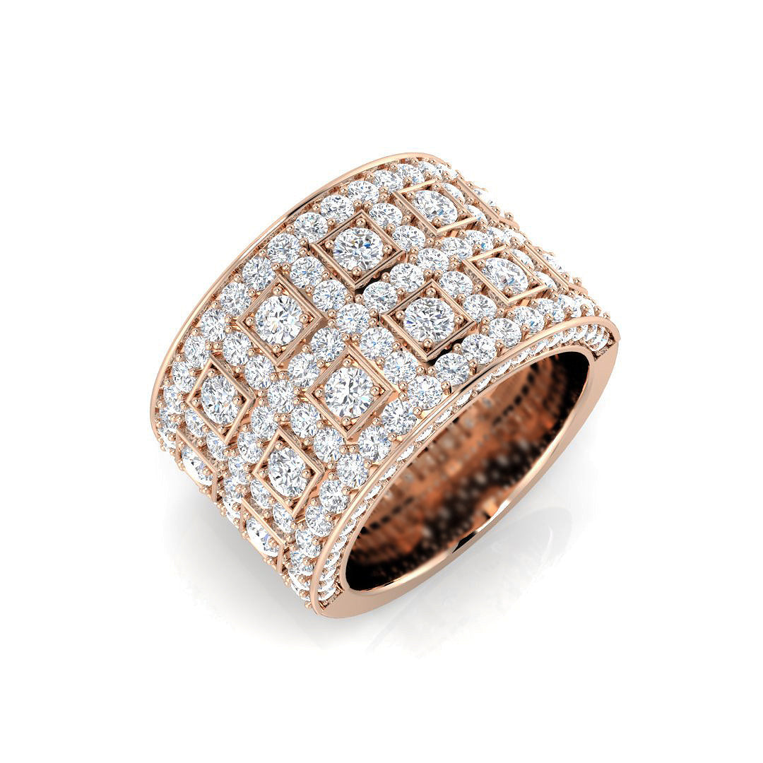 2.75Ct Round Diamond Pave Setting Designer Ring in 10K/14K gold and platinum with certified lab-grown or natural diamonds