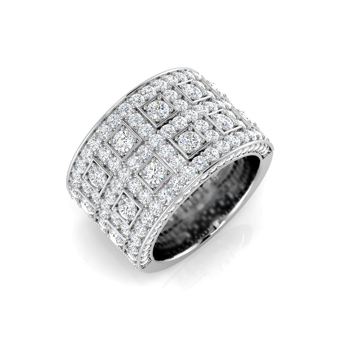2.75Ct Round Diamond Pave Setting Designer Ring in 10K/14K gold and platinum with certified lab-grown or natural diamonds