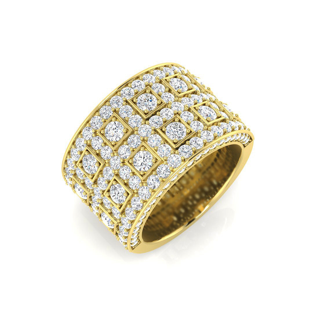 2.75Ct Round Diamond Pave Setting Designer Ring in 10K/14K gold and platinum with certified lab-grown or natural diamonds