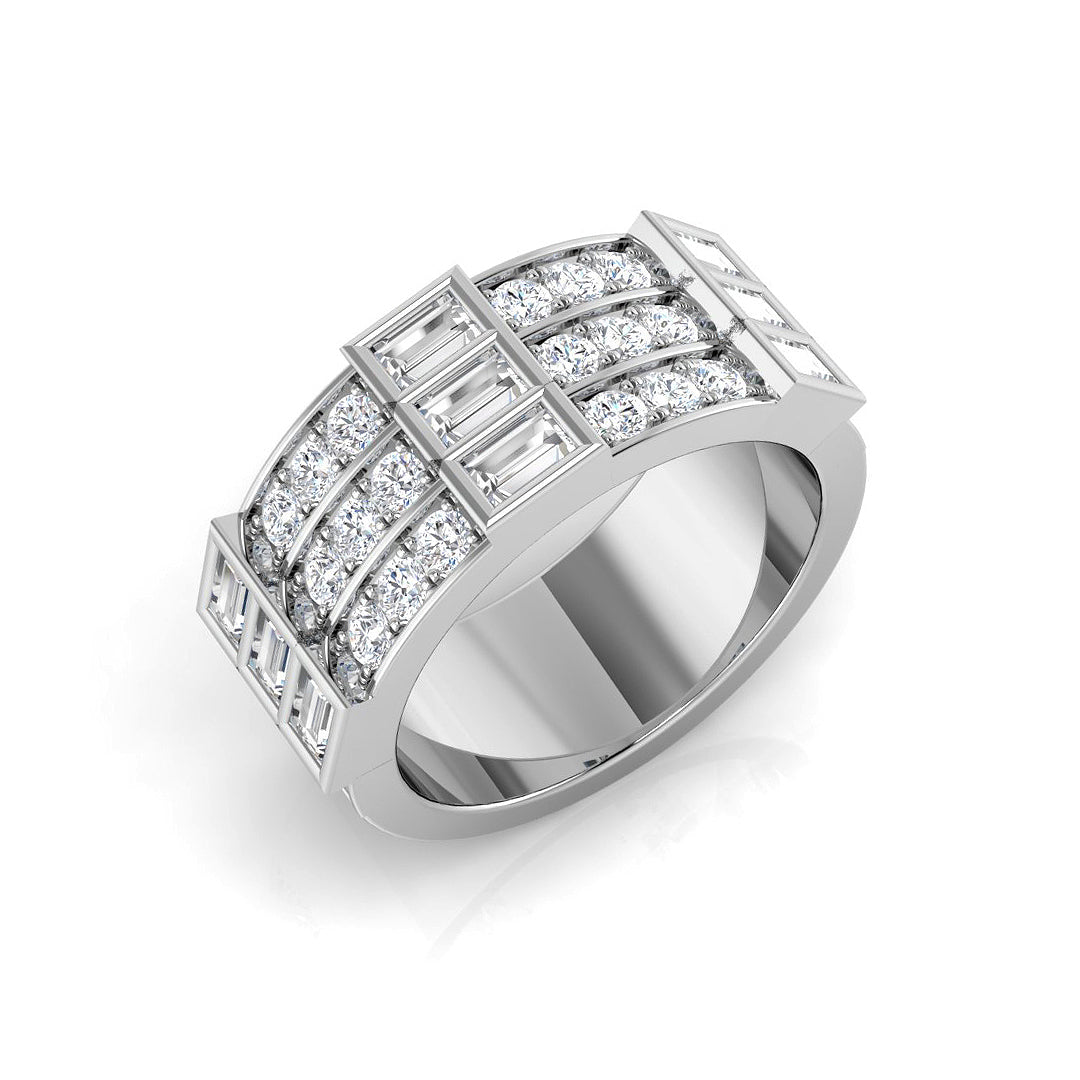 1.25Ct Round And Baguette Diamond Half Eternity Ring in 10K/14K gold and platinum with certified lab-grown or natural diamonds