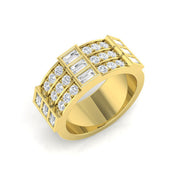 Half Eternity Gold Ring with Baguette and Round Diamonds in 10K/14K gold and platinum with certified lab-grown or natural diamonds