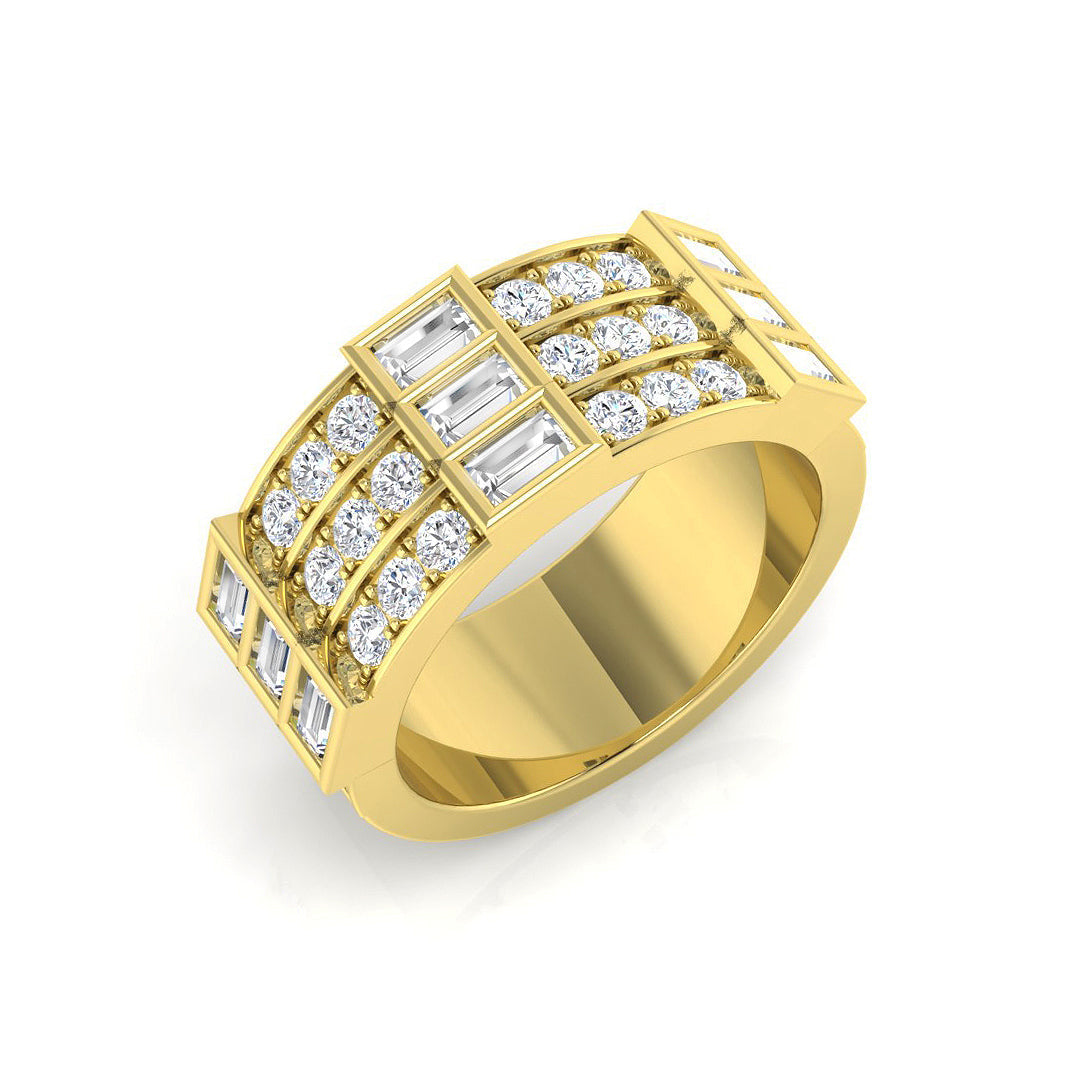 1.25Ct Round And Baguette Diamond Half Eternity Ring in 10K/14K gold and platinum with certified lab-grown or natural diamonds