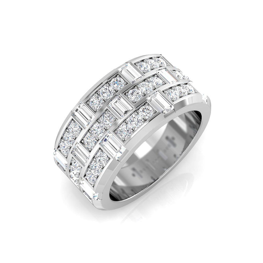 Half Eternity Band with Round & Baguette-Cut Diamonds in 10K/14K gold and platinum with certified lab-grown or natural diamonds