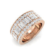 Channel-Set Baguette and Round Diamond Statement Ring in 10K/14K gold and platinum with certified lab-grown or natural diamonds