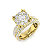 Round Diamond Cluster Halo Engagement Ring 3.5ct in 10K/14K gold and platinum with certified lab-grown or natural diamonds