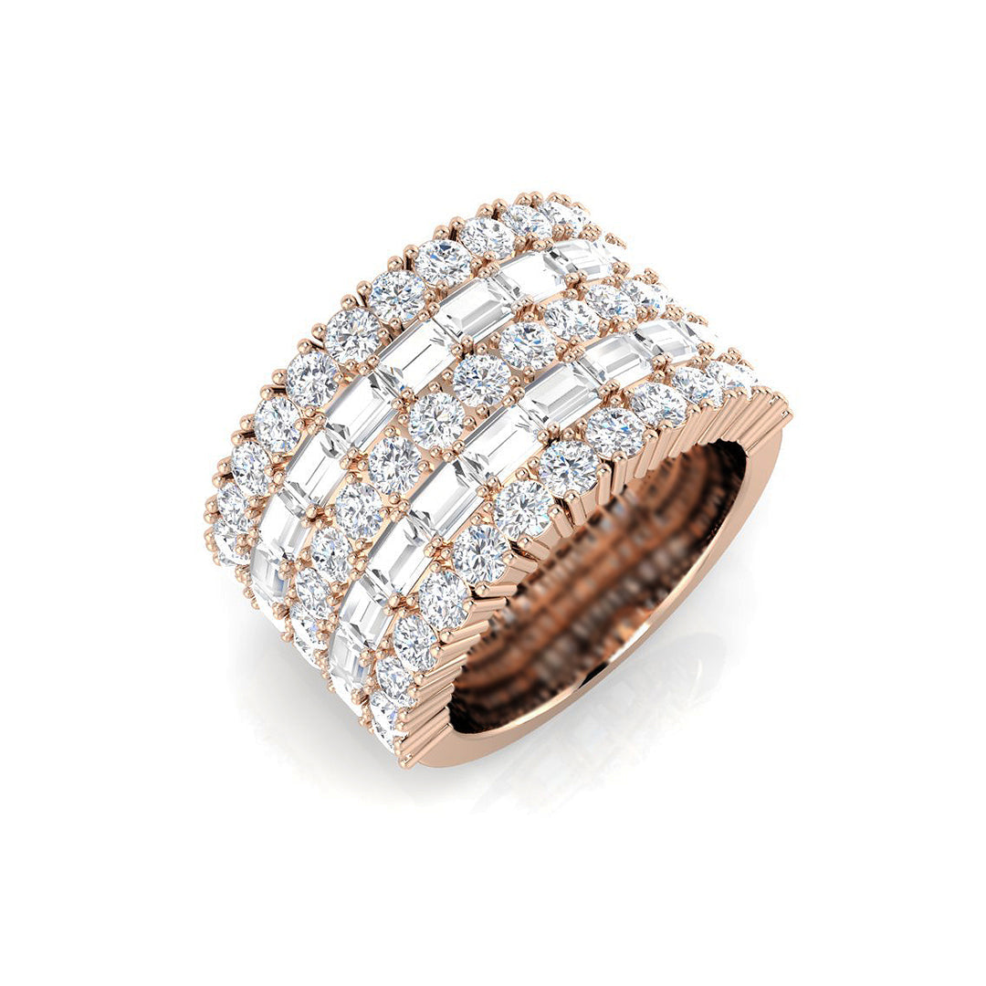 Half Eternity Band with Baguette & Round Cut Diamonds in 10K/14K gold and platinum with certified lab-grown or natural diamonds