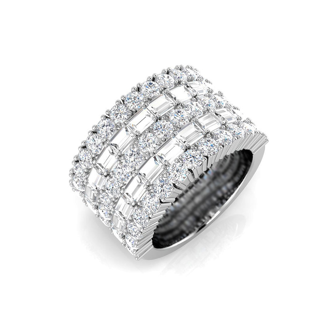 Half Eternity Band with Baguette & Round Cut Diamonds in 10K/14K gold and platinum with certified lab-grown or natural diamonds
