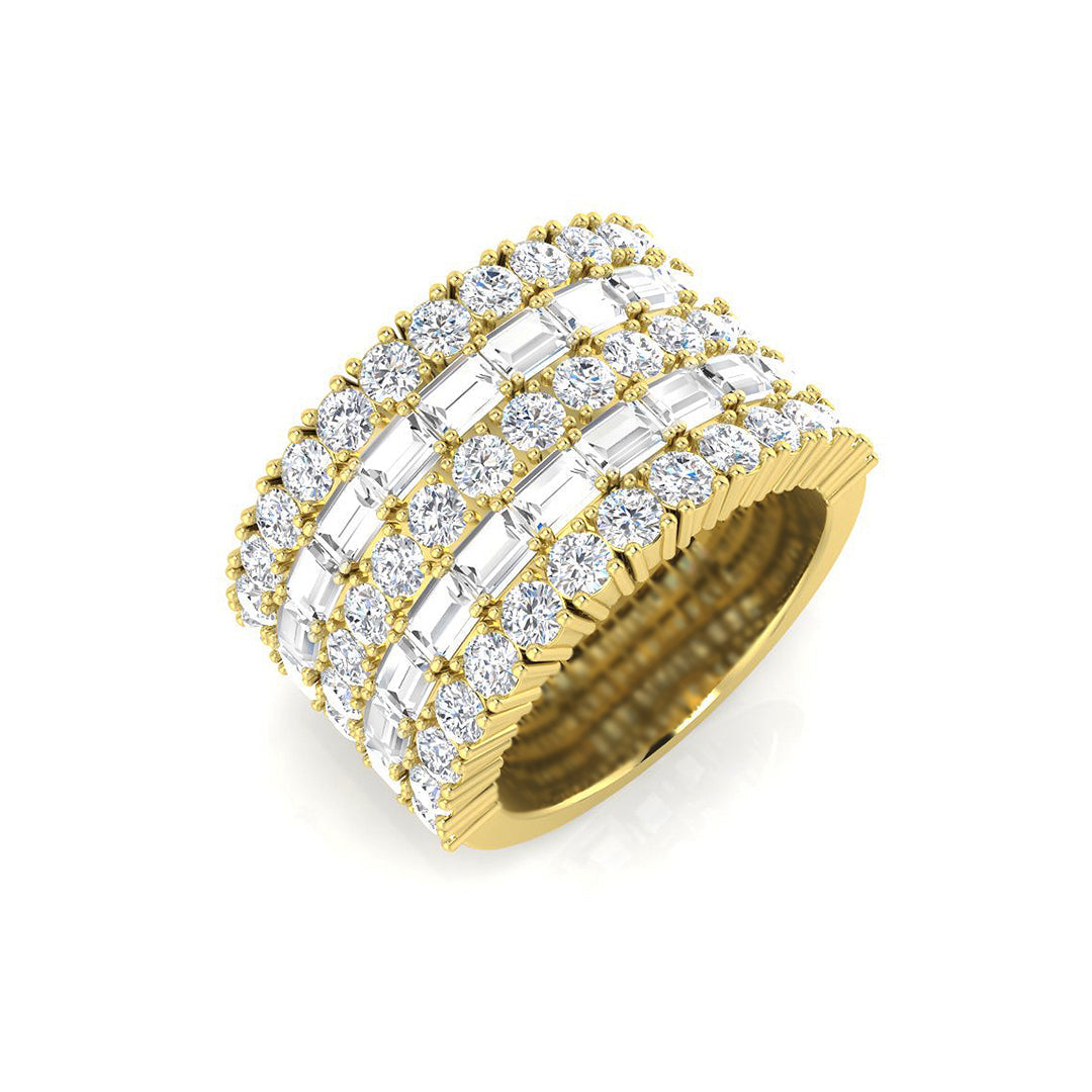 Half Eternity Band with Baguette & Round Cut Diamonds in 10K/14K gold and platinum with certified lab-grown or natural diamonds