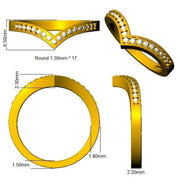 Polished V Shape Diamond Ring in in 10K/14K gold and platinum with certified lab-grown or natural diamonds