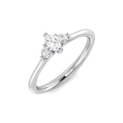 Marquise Diamond Trilogy Ring with Round Side Diamonds in 10K/14K gold and platinum with certified lab-grown or natural diamonds