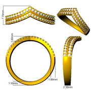 Double Row Diamond Wishbone Ring in 10K/14K gold and platinum with certified lab-grown or natural diamonds