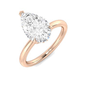 Pear Cut Natural & Lab Grown Diamond Solitaire Ring in 10K/14K gold and platinum with certified lab-grown or natural diamonds