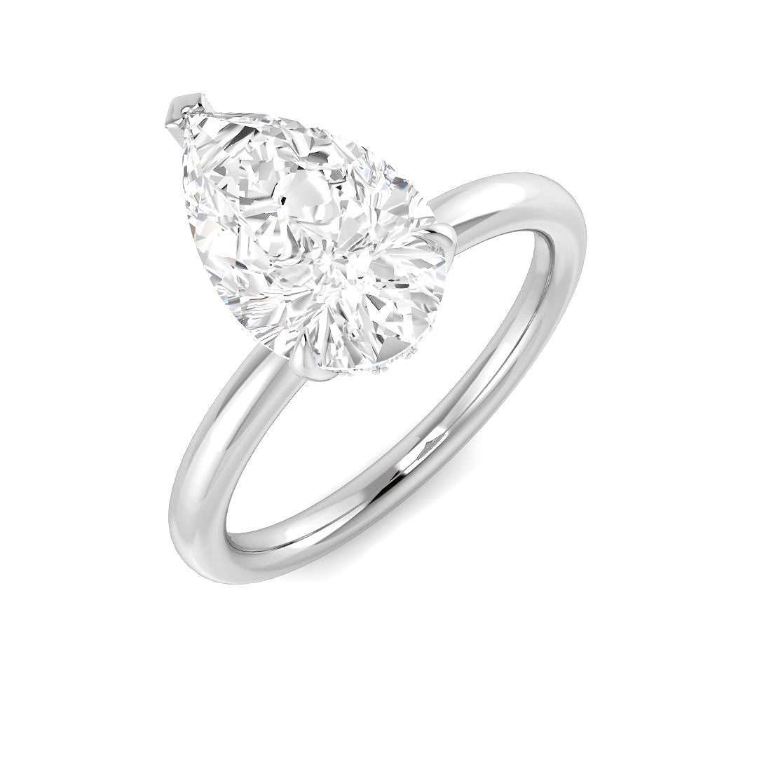 Pear Cut Natural & Lab Grown Diamond Solitaire Ring in 10K/14K gold and platinum with certified lab-grown or natural diamonds