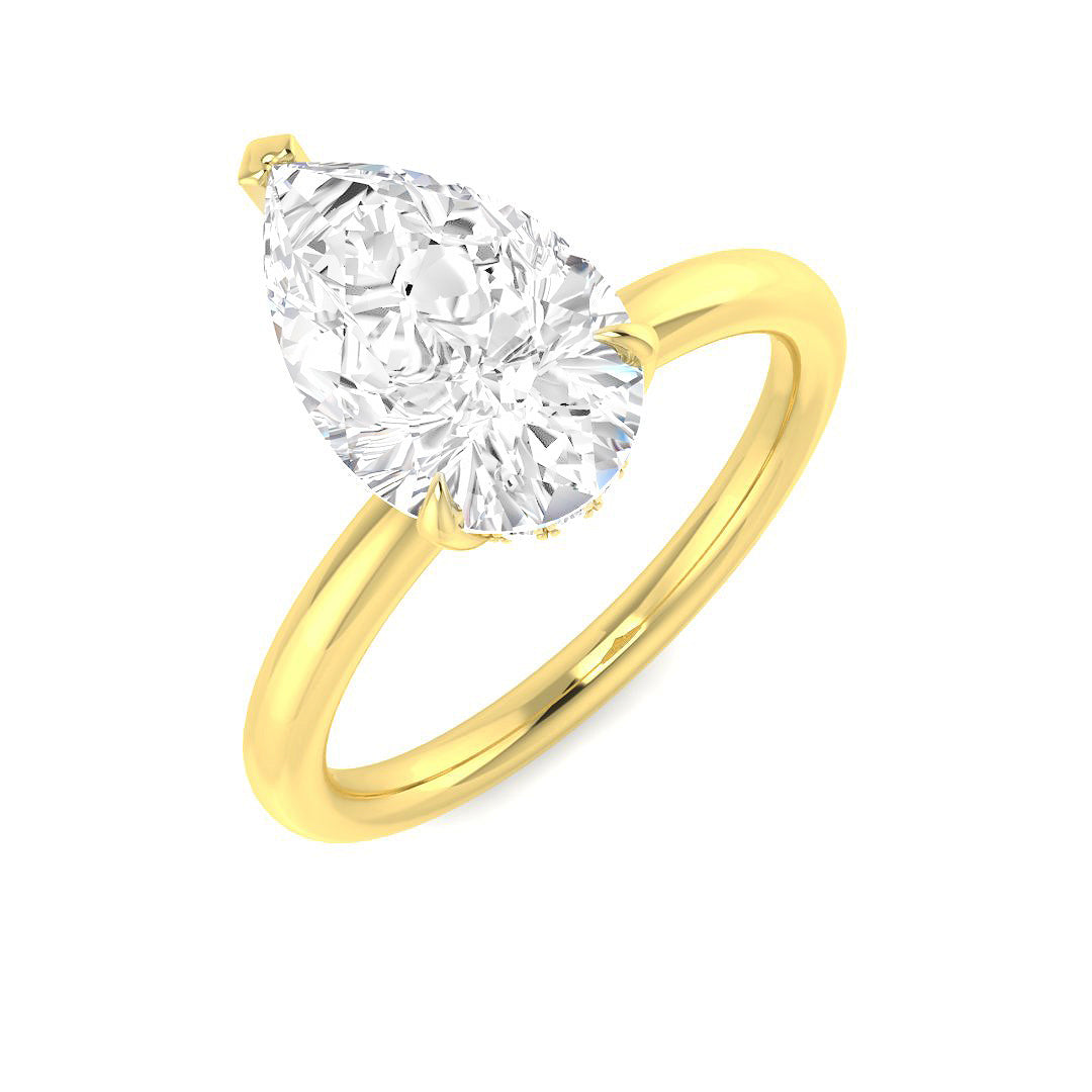 Pear Cut Natural & Lab Grown Diamond Solitaire Ring in 10K/14K gold and platinum with certified lab-grown or natural diamonds