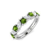 Green Tourmaline Half Eternity Ring in 10K/14K gold and platinum with certified lab-grown or natural diamonds