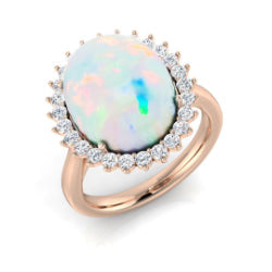 Diamond Archway Opal Ring in 10K/14K gold and platinum with certified lab-grown or natural diamonds