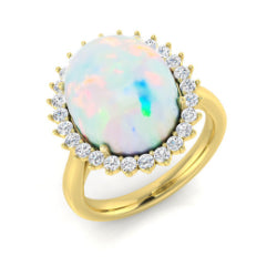 Diamond Archway Opal Ring in 10K/14K gold and platinum with certified lab-grown or natural diamonds