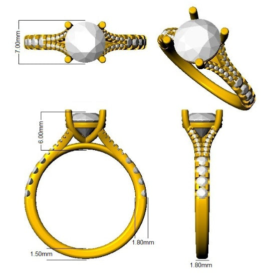 Everlight Diamond Engagement Ring with Split Shoulders in 10K/14K gold and platinum with certified lab-grown or natural diamonds