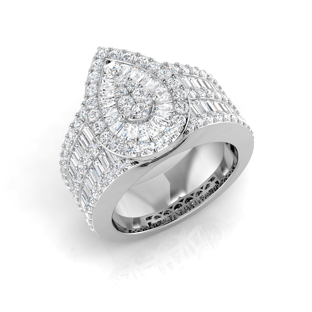 Pear & Baguette and Round Diamond Bridal Ring. in 10K/14K gold and platinum with certified lab-grown or natural diamonds