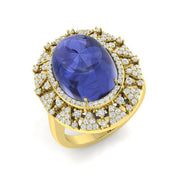 Tanzanite Cocktail Ring with Diamond Pave Stones in 10K/14K gold and platinum with certified lab-grown or natural diamonds