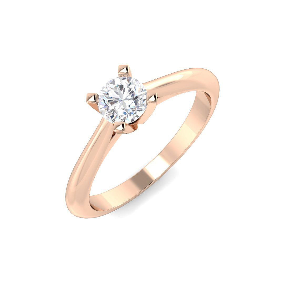 Solitaire Round Cut Lab Diamond Engagement Ring in 10K/14K gold and platinum with certified lab-grown or natural diamonds
