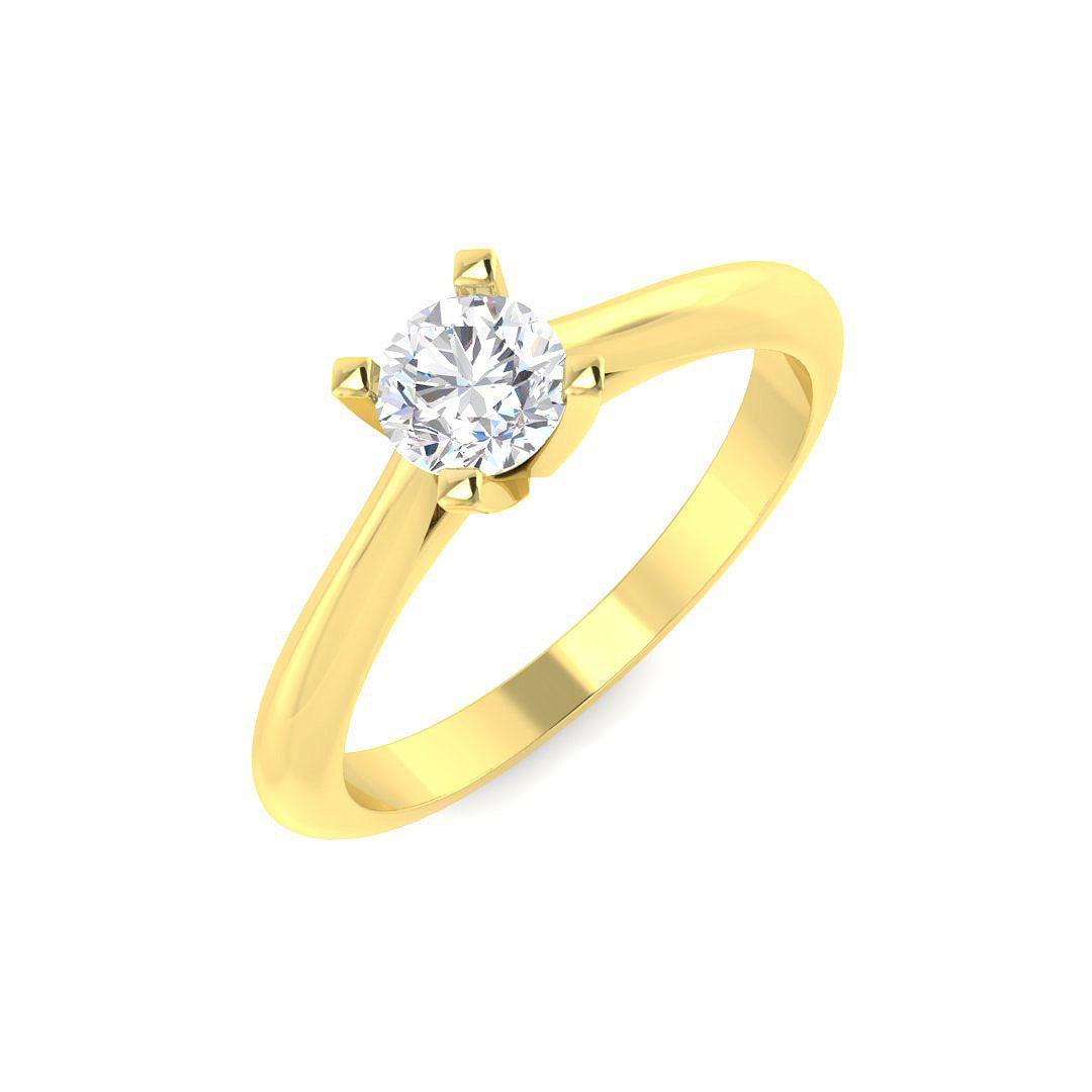Solitaire Round Cut Lab Diamond Engagement Ring in 10K/14K gold and platinum with certified lab-grown or natural diamonds