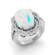 Diamond ktafforb Opal Ring in 10K/14K gold and platinum with certified lab-grown or natural diamonds