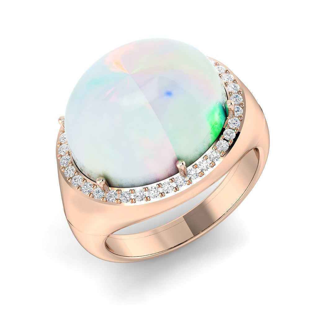 Diamond subsow Opal Ring in 10K/14K gold and platinum with certified lab-grown or natural diamonds