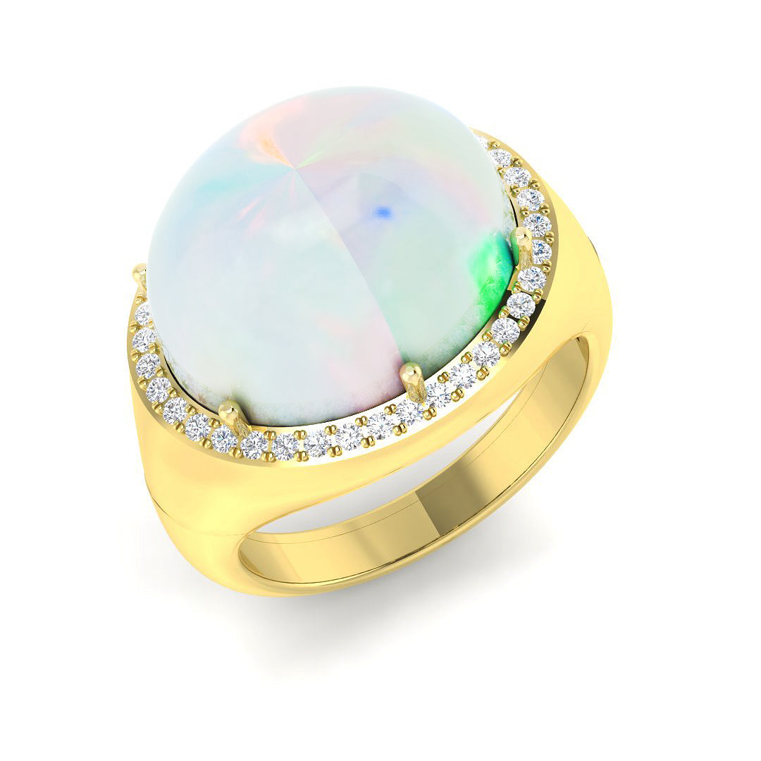 Diamond subsow Opal Ring in 10K/14K gold and platinum with certified lab-grown or natural diamonds