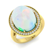 Diamond Brougham Opal Ring in 10K/14K gold and platinum with certified lab-grown or natural diamonds