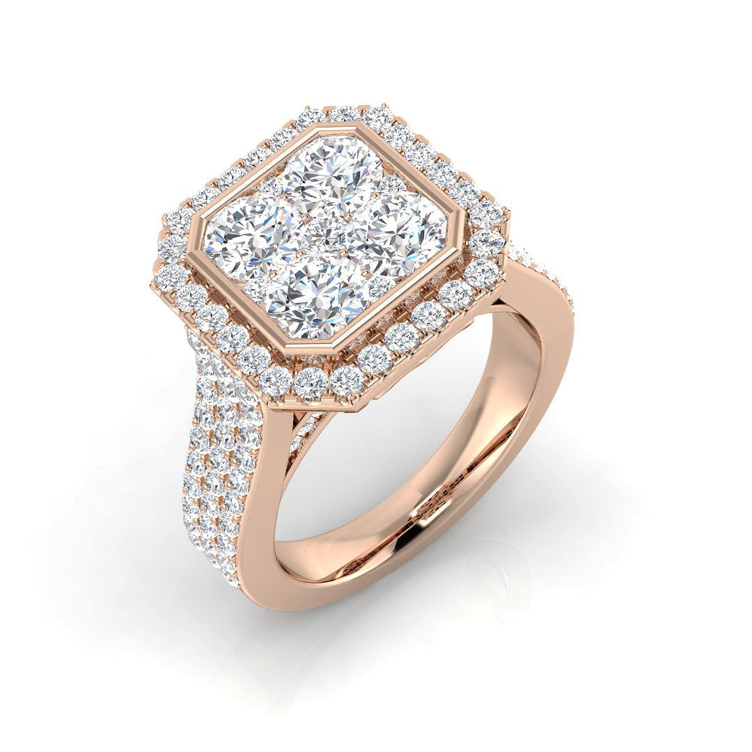 Diamond Fitzrovia Cluster Ring in 10K/14K gold and platinum with certified lab-grown or natural diamonds