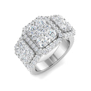 3.5ct Round Halo Cluster Diamond Ring in 10K/14K gold and platinum with certified lab-grown or natural diamonds