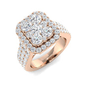 Diamond Cluster Ring 3ct in 10K/14K gold and platinum with certified lab-grown or natural diamonds