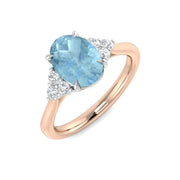 Oval Aquamarine Diamond Ring in Gold & in 10K/14K gold and platinum with certified lab-grown or natural diamonds