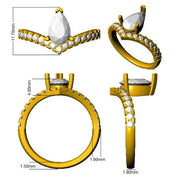 Pear Wishbone Diamond Engagement Ring in 10K/14K gold and platinum with certified lab-grown or natural diamonds